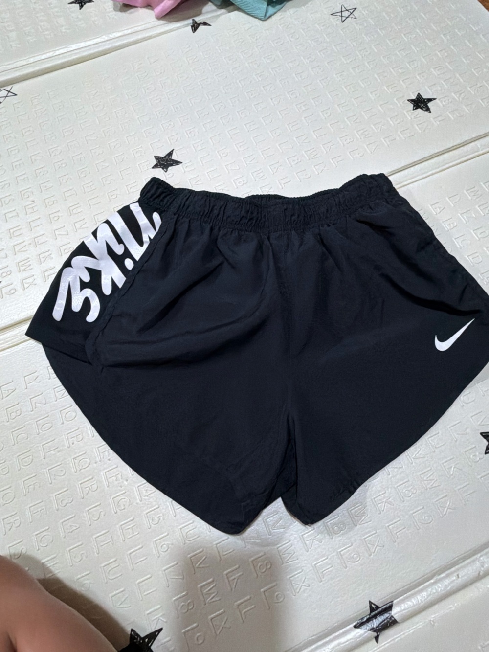 Nike Black Women's Athletic Shorts with White Logo